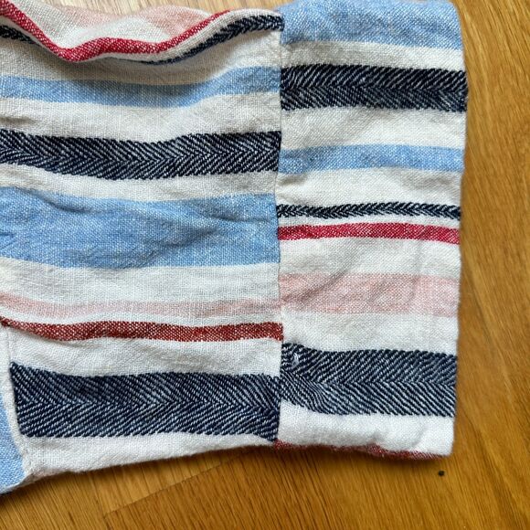 Oversized Linen Striped Blouse Top Size S/M Pullover Hippie Bohemian - Picture 2 of 3